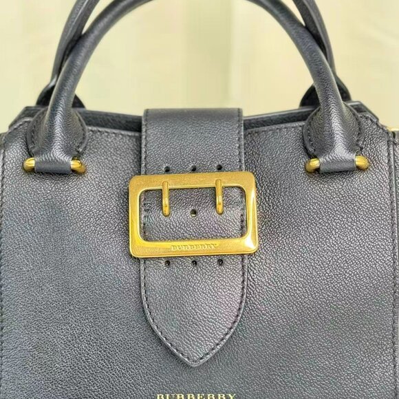 Burberry Black Leather Buckle Shoulder Bag Crossbody with Gold Tone Hardware - Picture 8 of 10